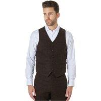 XPOSED Men's JIM Tweed Waistcoat - Stylish Vintage Elegance in Brown | Size: 46