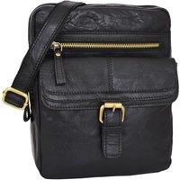 Mens Real Leather Cross Body Bag Flight Pouch Ashton Black