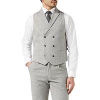 XPOSED Men's Martin Tweed Double Breasted Waistcoat Stylish Occasions in Grey | Size: 40