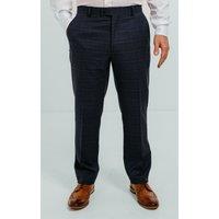 Dobell Men's Navy with Pink Check Suit Trousers | Size: 44L