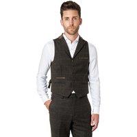 XPOSED Men's Vitori Tweed Waistcoat with Notch Lapels - Elegant Traditional Style in Green | Size: 42