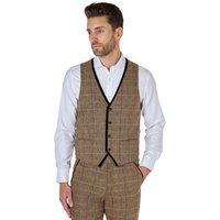 XPOSED Men's Carlo Tweed Waistcoat - Stylish Elegant Any Occasion in Brown | Size: 36