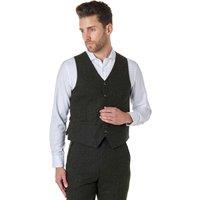 XPOSED Men's JIM Tweed Waistcoat - Stylish Vintage Elegance in Green | Size: 46