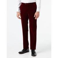 XPOSED Men's Stylish Soft Velvet Trousers - Perfect Dinner Parties in Red | Size: 44