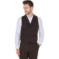 XPOSED Men's Tyler Herringbone Tweed Double Breasted Waistcoat Stylish Occasions in Brown | Size: 42