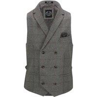 XPOSED Men's KANO Herringbone Double Breasted Waistcoat in Grey | Size: 46