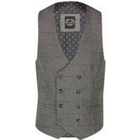 XPOSED Men's Kano Tweed Double Breasted Waistcoat in Grey | Size: 36