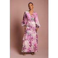 Coast Women's Petite Long Sleeve Chiffon Midaxi Dress With Belt in Pink | Size: 10