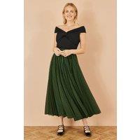Yumi Women's Green Mesh Heart Print Tulle Skirt | Size: 8