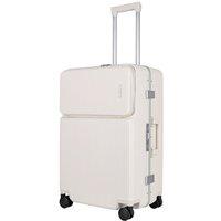 JLY Medium Suitcase 24' Inch Hard Shell Checked Luggage - Lightweight, Durable with Built-in Cupholder, TSA Lock, Dual Spinner Wheels in White