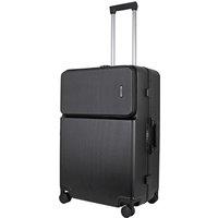JLY Large Suitcase 26' Inch Hard Shell Checked Luggage - Lightweight, Durable with Built-in Cupholder, TSA Lock, Dual Spinner Wheels in Jet Black