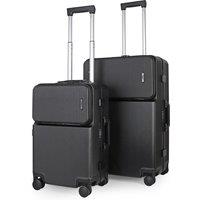 JLY 2 Piece Hard Shell Luggage Suitcase Set | 26' inch large Suitcase + 20' inch Carry-On Suitcase in Black