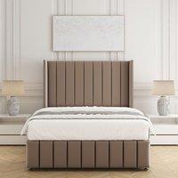 BSSPOKE Zoe Plush Velvet Divan Bed Set 54 Headboard & Mattress No Drawers in Bronze | Size: King