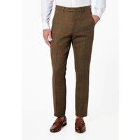 XPOSED Men's Jarvis Vintage Herringbone Check Trousers in Brown | Size: 42