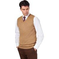 XPOSED Men's Stylish Knitted Cotton Sleeveless Jumper Vest with V-Neck Design in Camel | Size: 3XL