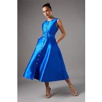 Coast Women's Button Through Belted Prom Dress in Cobalt | Size: 10