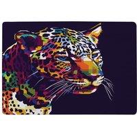 Benjamin Tate Design Leopard Face With Pop Art Style Designer Rug in Natural | Size: Large