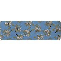 Benjamin Tate Design Orchid Branches On Blue Runner Rug in Natural | Size: 67 cm x 230 cm