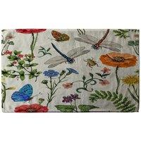 Benjamin Tate Design Flowers & Insects Designer Kitchen Towel in Green