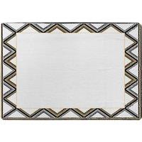 Benjamin Tate Design Art Deco Patterned Border Designer Rug in Natural | Size: Large