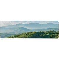 Benjamin Tate Design Grassy field & rolling hills. rural scenery Designer Runner Rug in Natural | Size: 67 cm x 230 cm
