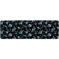 Benjamin Tate Design Blue Roses Runner Rug in Natural | Size: 67 cm x 230 cm