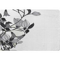 Benjamin Tate Design Black & White Flower Illustration Designer Rug in Natural | Size: Large