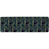 Benjamin Tate Design Gold & Teal Geometric Pattern Runner Rug in Natural | Size: 67 cm x 230 cm