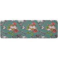 Benjamin Tate Design Bright Flower On Green Runner Rug in Natural | Size: 67 cm x 230 cm