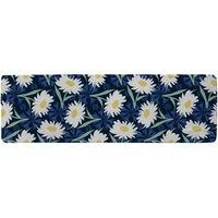 Benjamin Tate Design Daisies On Navy Runner Rug in Natural | Size: 67 cm x 230 cm