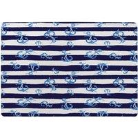 Benjamin Tate Design Blue Anchors On Navy Striped Rug in Natural | Size: Large