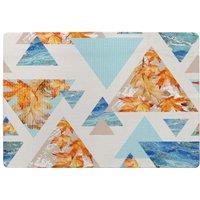 Benjamin Tate Design Triangles With Maple, Oak Leaves, Marble Designer Rug in Natural | Size: Large