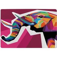 Benjamin Tate Design Colorful Illustration Of Elephant Head In Wpap Style Designer Rug in Natural | Size: Large