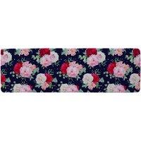 Benjamin Tate Design Roses On Navy Runner Rug in Natural | Size: 67 cm x 230 cm