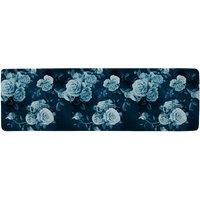 Benjamin Tate Design Winter Blue Roses Runner Rug in Natural | Size: 67 cm x 230 cm