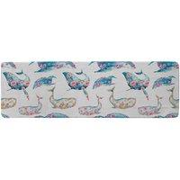Benjamin Tate Design Whale With Flowers Runner Rug in Natural | Size: 67 cm x 230 cm