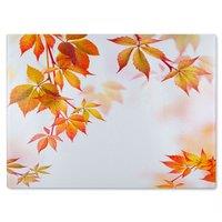 Benjamin Tate Design Autumn Leaves Glass Chopping Board in Natural