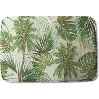 Benjamin Tate Design Tropical Leaves on Yellow Designer Bathmat in Blue