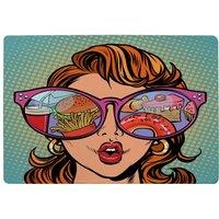 Benjamin Tate Design Woman With Sunglasses. Fast Food & Sweets In The Reflection Designer Rug in Natural | Size: Large