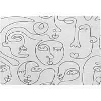 Benjamin Tate Design Line Drawing Of Faces Designer Rug in Natural | Size: Large