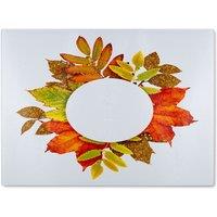 Benjamin Tate Design Circled Autumn Leaves Glass Chopping Board in Natural