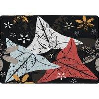 Benjamin Tate Design Leaves & Flowers. Autumn Pattern Designer Rug in Natural | Size: Large