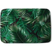 Benjamin Tate Design Tropical Leaves on Black Designer Bathmat in White