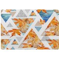 Benjamin Tate Design Autumn Geometrics With Maple Leaves Rug in Natural | Size: Large