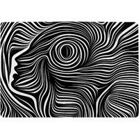 Benjamin Tate Design Woodcut Style On The Subject Of Human Soul Designer Rug in Natural | Size: Large
