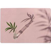 Benjamin Tate Design Botanical Leaf On Pink Designer Rug in Natural | Size: Large