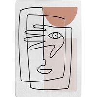 Benjamin Tate Design Line Drawing Of Face & Hand Designer Rug in Natural | Size: Large
