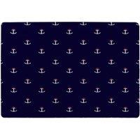 Benjamin Tate Design White & Red Anchors On Navy Rug in Natural | Size: Large