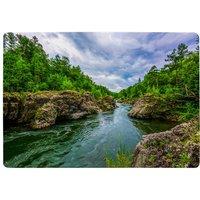 Benjamin Tate Design River In Mountain Forest Landscape Designer Rug in Natural | Size: Large