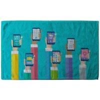Benjamin Tate Design Hands Holding Smart Phones Stylish KitchenTowel in Blue